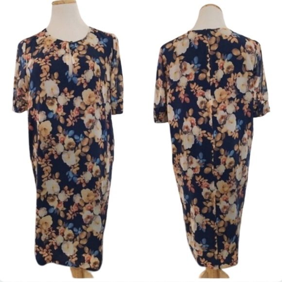J.Crew 100% Silk Floral Dress Blue Shift Size 6 - Picture 6 of 15